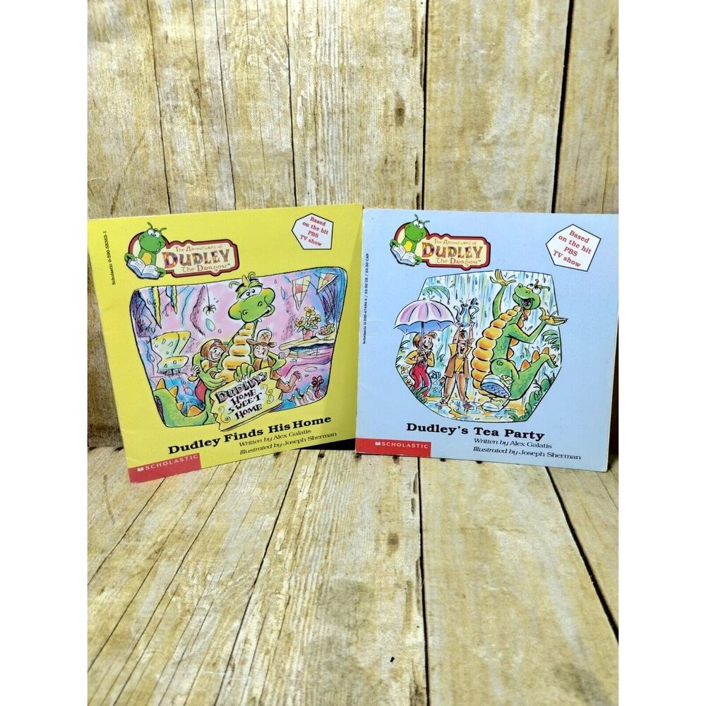 The Adventures of Dudley the Dragon Book LOT: Finds His Home & Tea Party, PBS